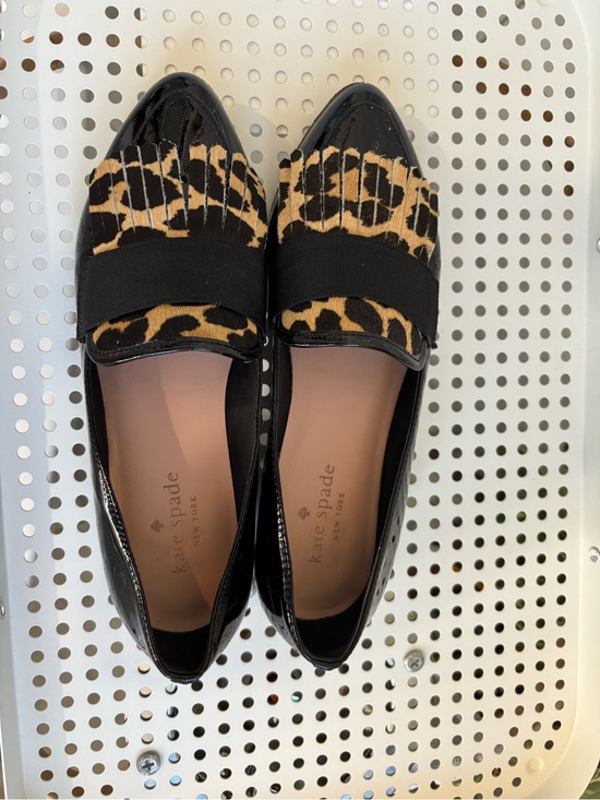 kate spade Shoes - SOLD Kate Spade Trophy Leopard Calf Hair Patent Leather Kiltie Loafers - Size 6M